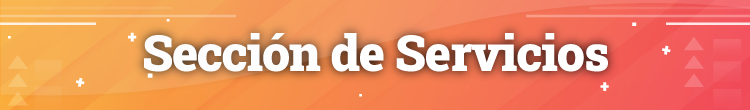 Imagen de color naranja con el texto: Sección de Servicios