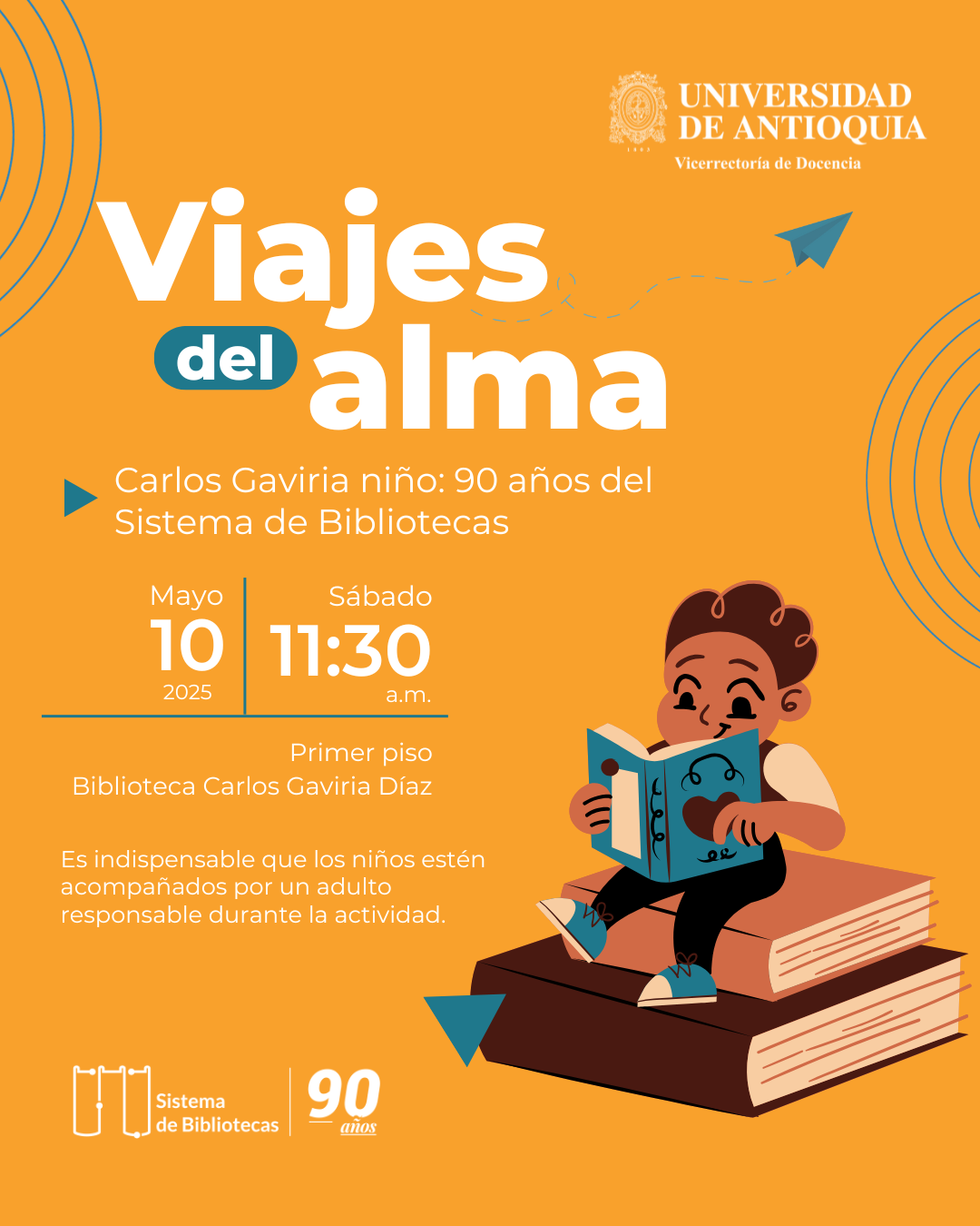 Invitación a Viajes del Alma, Carlos Gaviria niño, 90 años del Sistema de Bibliotecas