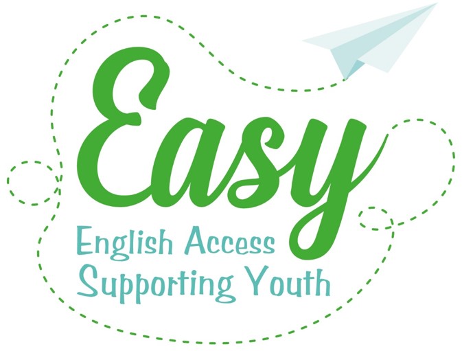 Imagen del logo del programa EASY, en el cual se evidencia un avión de papel blanco que dibuja las siglas EASY.