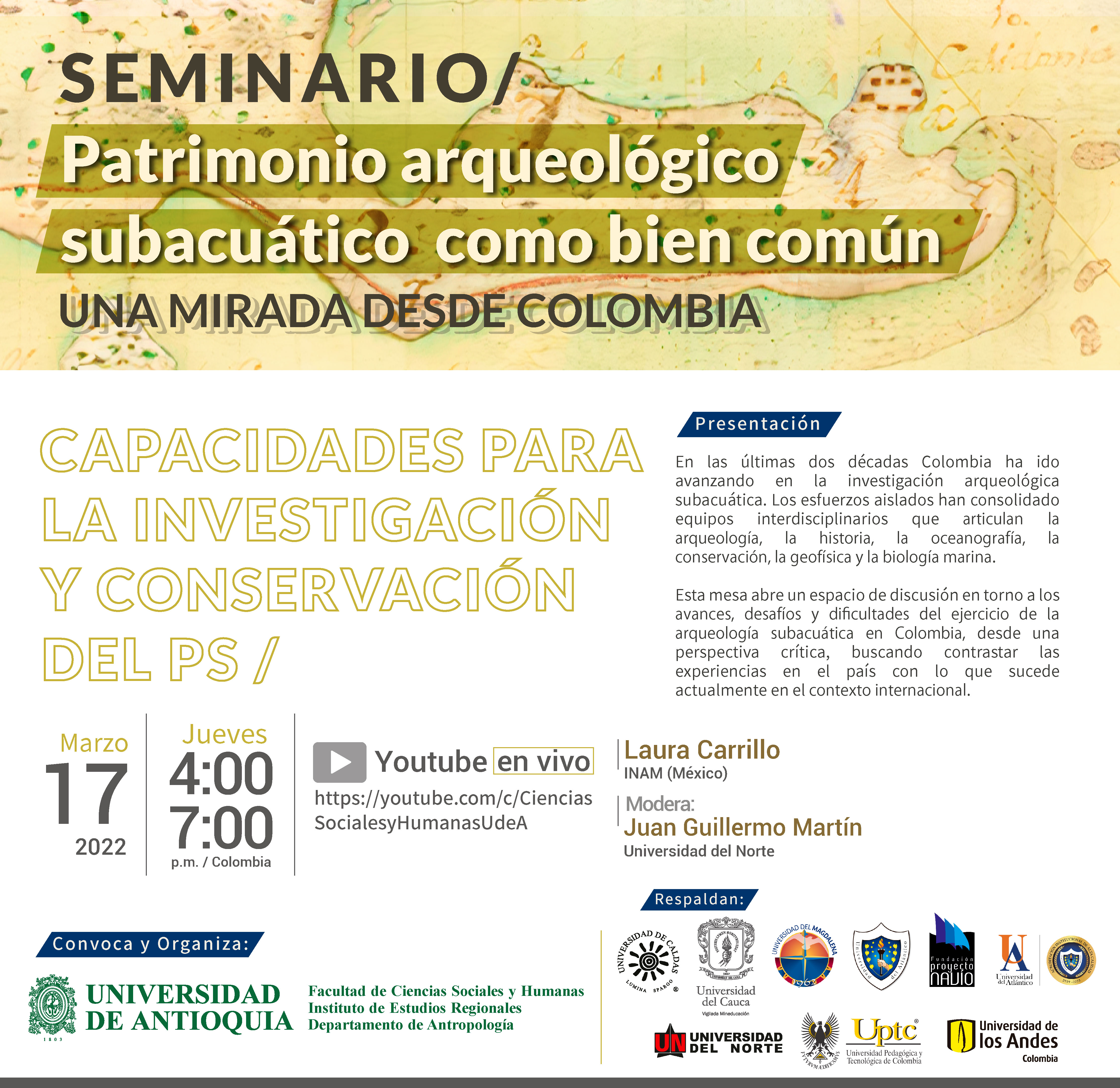 seminario patrimonio arqueológico subacuático tema 'capacidades para la investigación y conservación del ps' 17-marzo